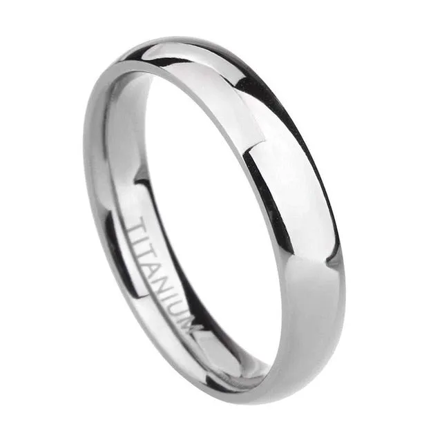 4mm Polished and Domed Titanium Fashion Wedding Ring