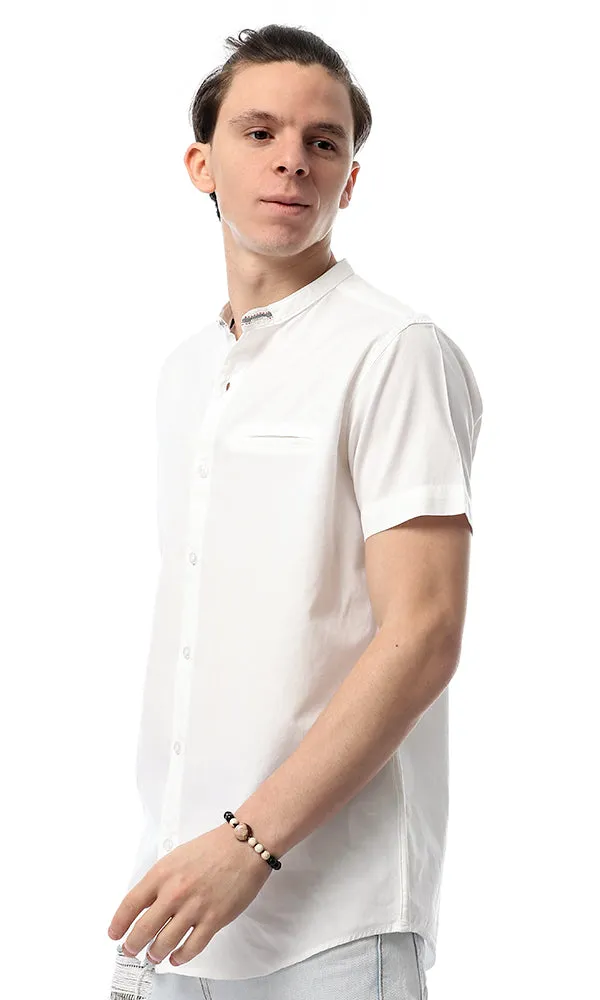 53922 Men Turn Down Collar White Shirt