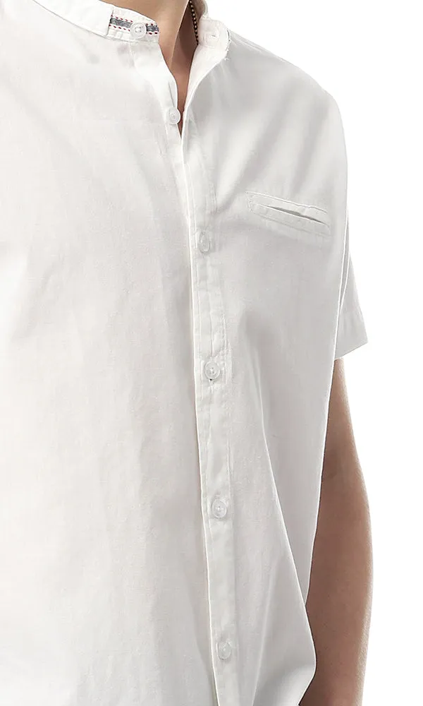 53922 Men Turn Down Collar White Shirt