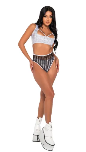 6076 - High-Waisted Fishnet Shorts