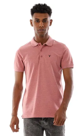 94634 Turn Down Collar Buttoned Polo Shirt - Heather Red