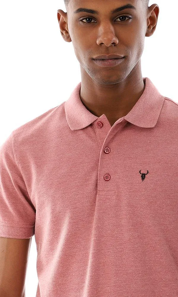 94634 Turn Down Collar Buttoned Polo Shirt - Heather Red