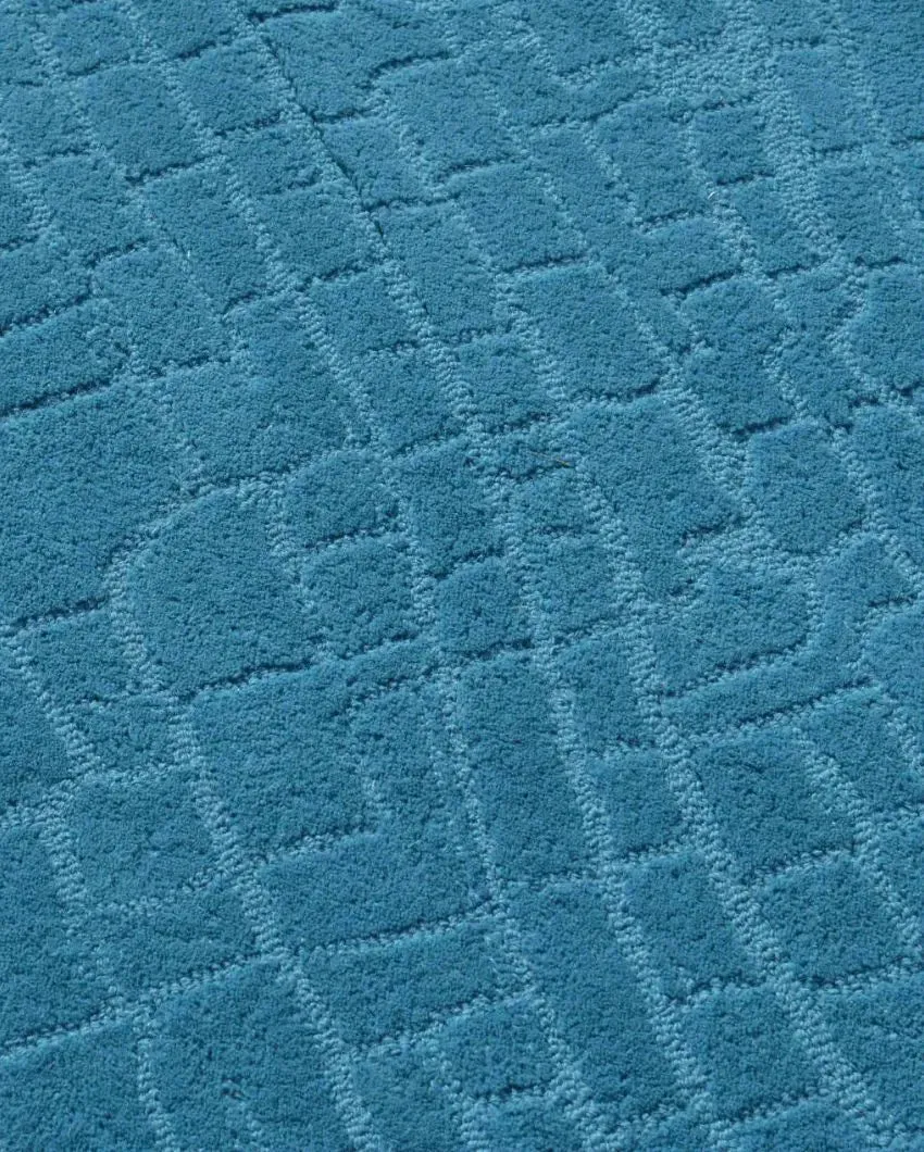 Abstract Blue Hand Tufted Wool Carpet