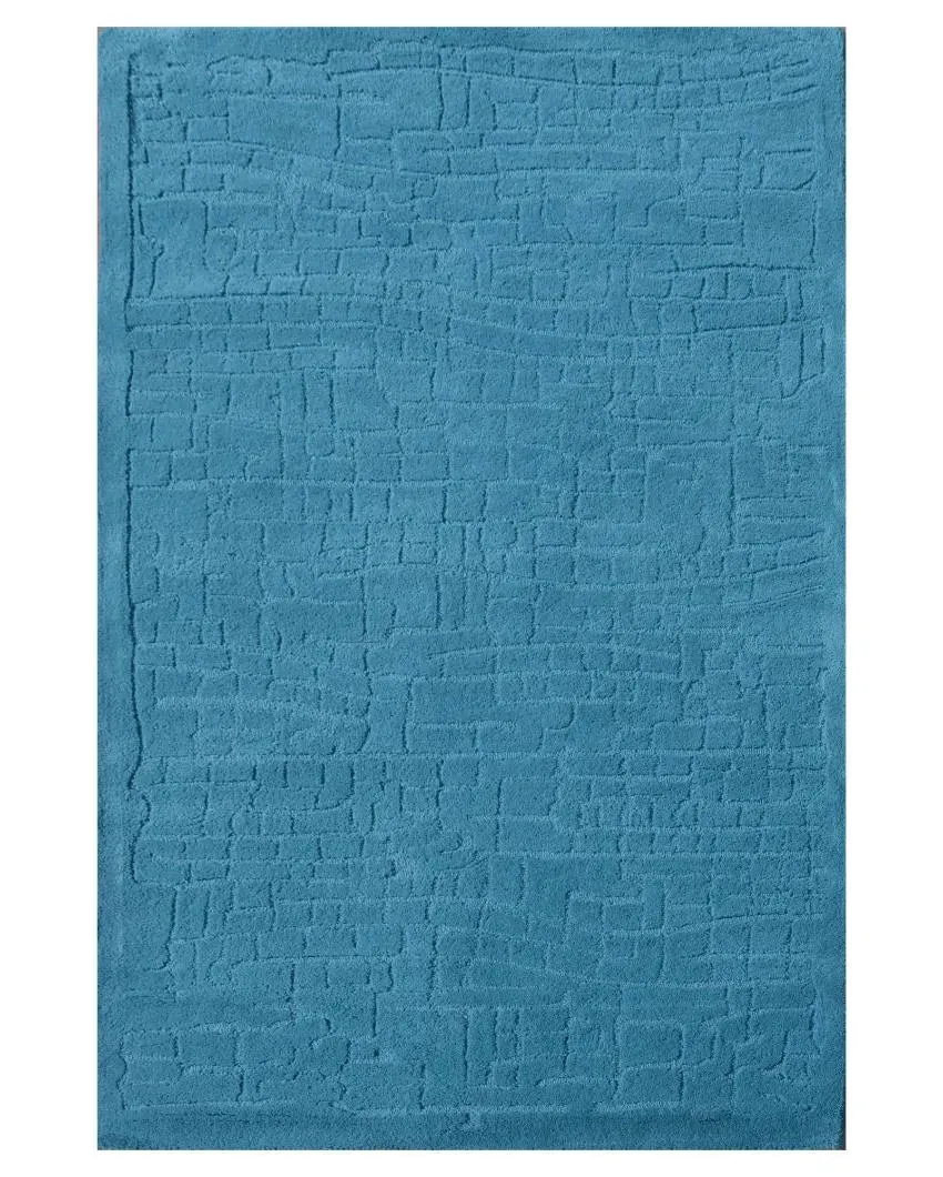 Abstract Blue Hand Tufted Wool Carpet