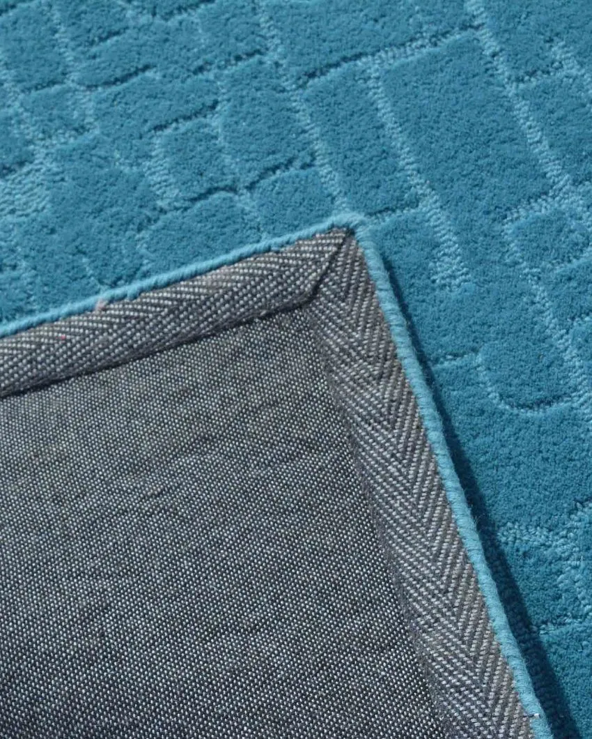 Abstract Blue Hand Tufted Wool Carpet