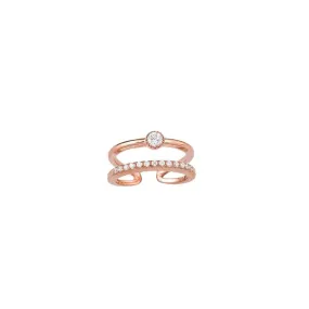 Adjustable Trendy Midi Ring in 18K Yellow Gold Plated Sterling Silver with White Zirconias