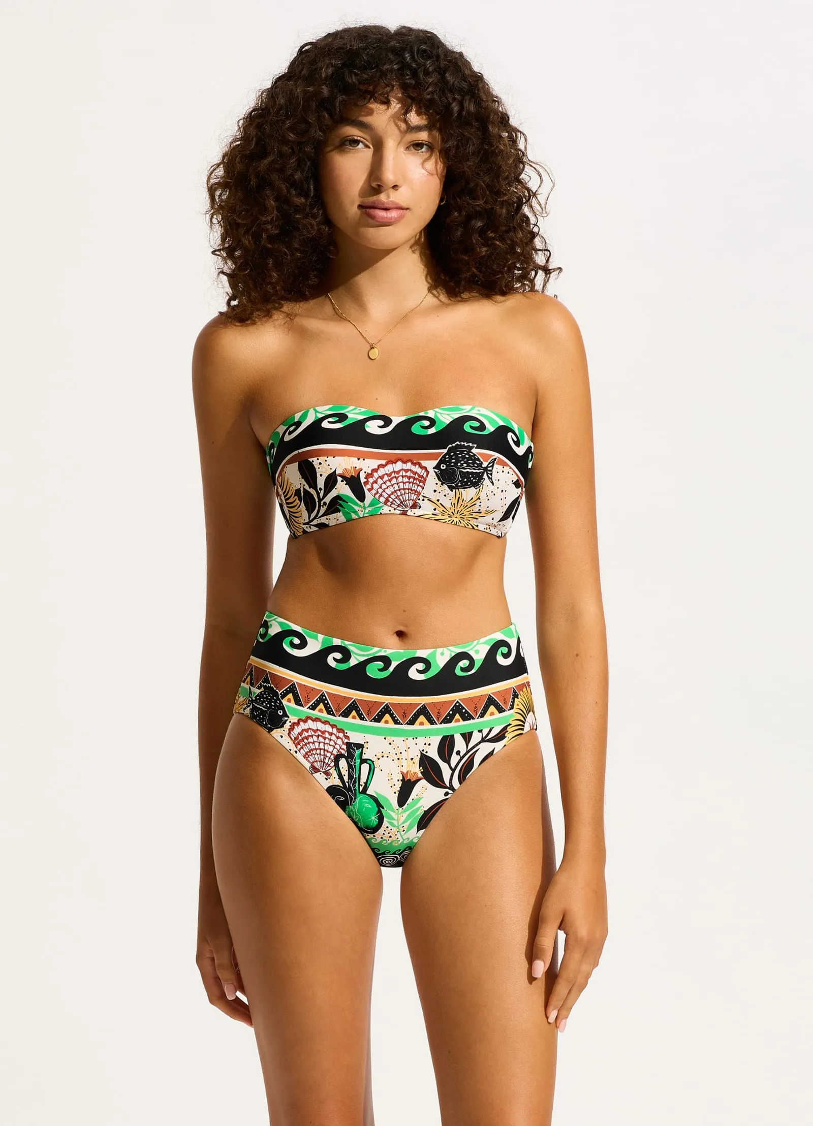 Atlantis High Waisted Bikini Bottom - Ecru