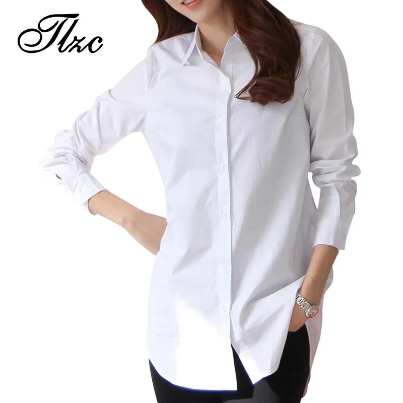 Autumn Spring Women Long White Shirts Size S-3XL All-match Good Quality Long Sleeve Lady Casual Cotton Blouse & Tops