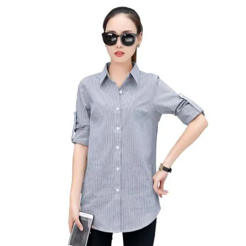 Autumn Spring Women Long White Shirts Size S-3XL All-match Good Quality Long Sleeve Lady Casual Cotton Blouse & Tops