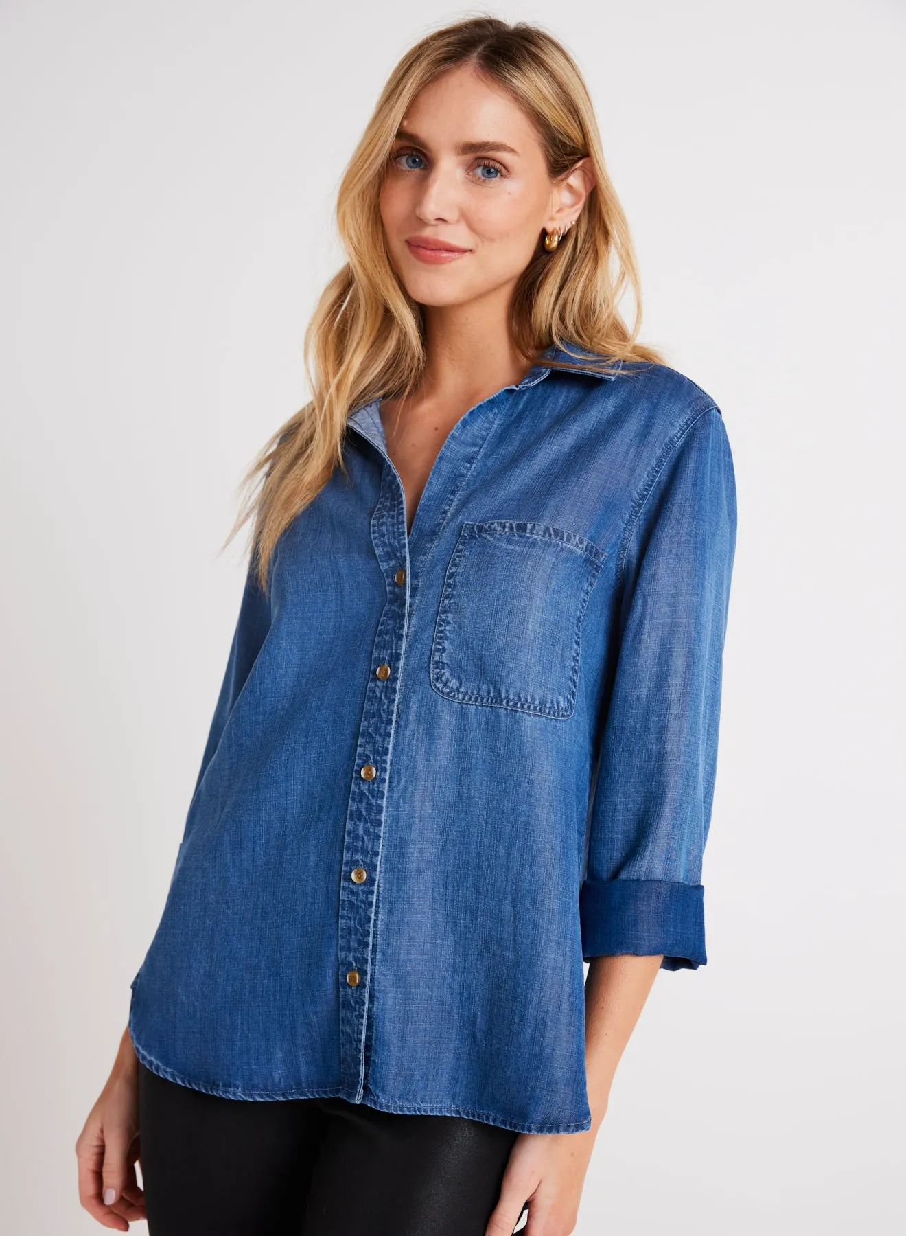 Bella Dahl Shirttail Button Down in Moonlight Haze