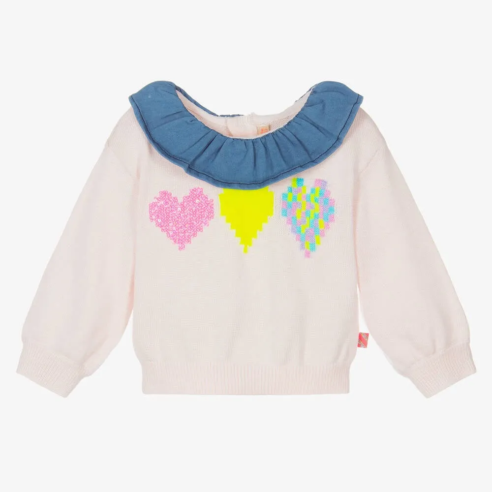 Billieblush Girls Pink Knitted Heart Sweater