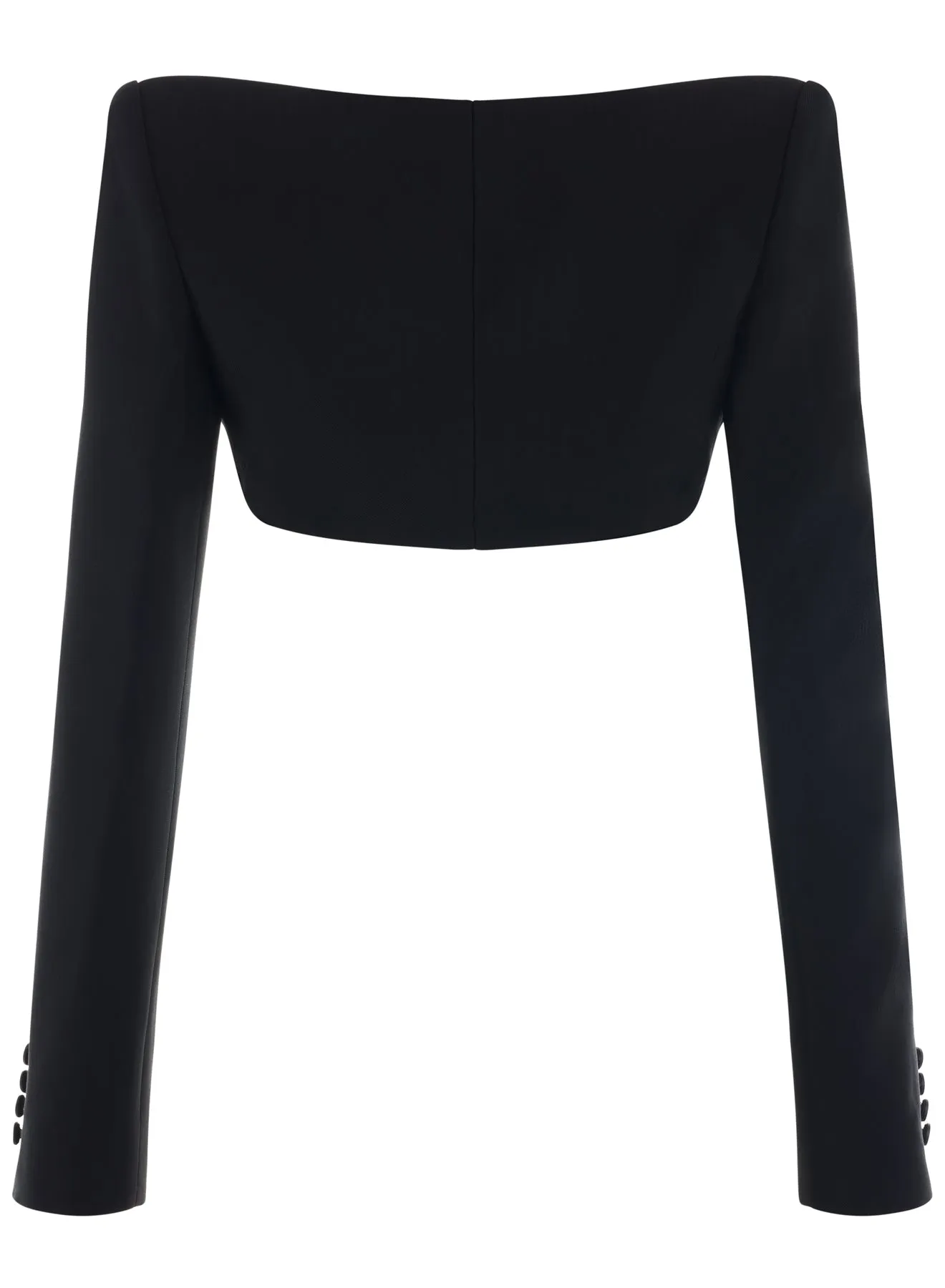 black backless cropped jacket