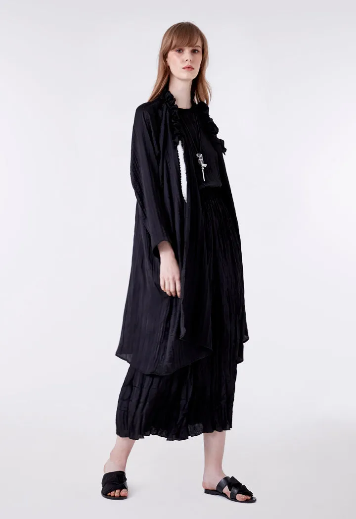 Black Drawstring Neck Outerwear