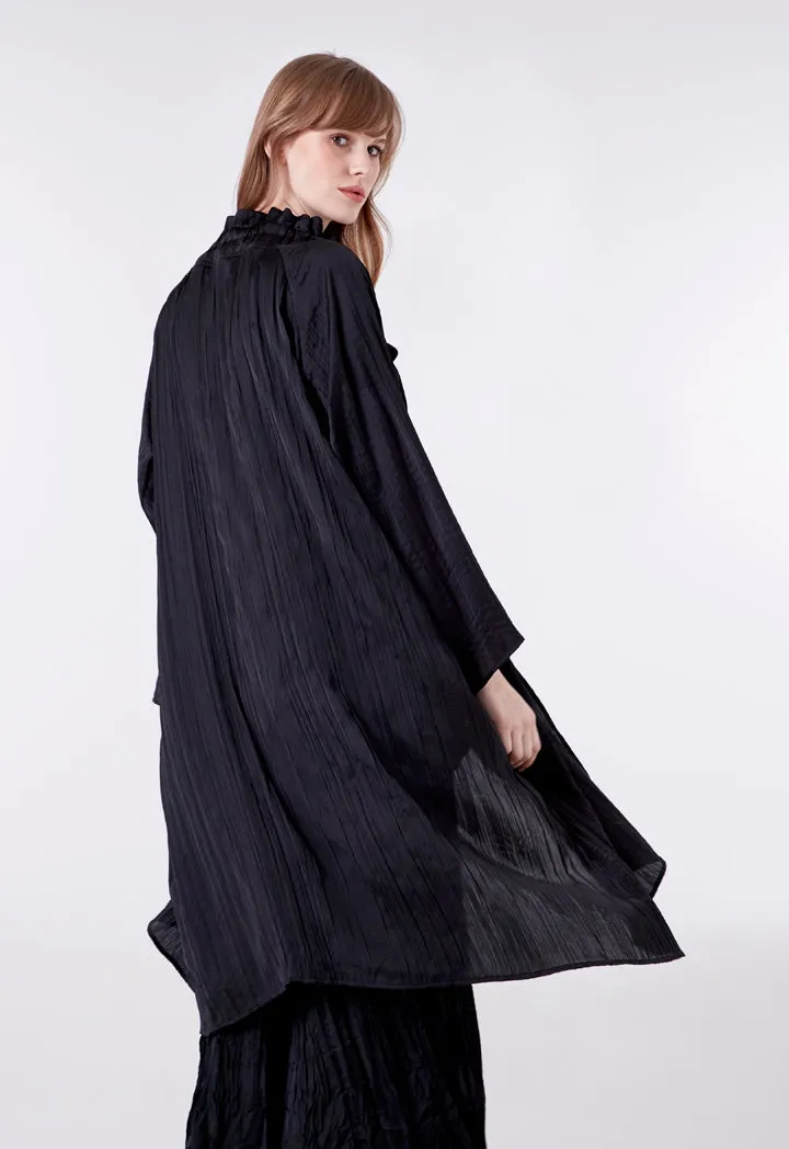 Black Drawstring Neck Outerwear