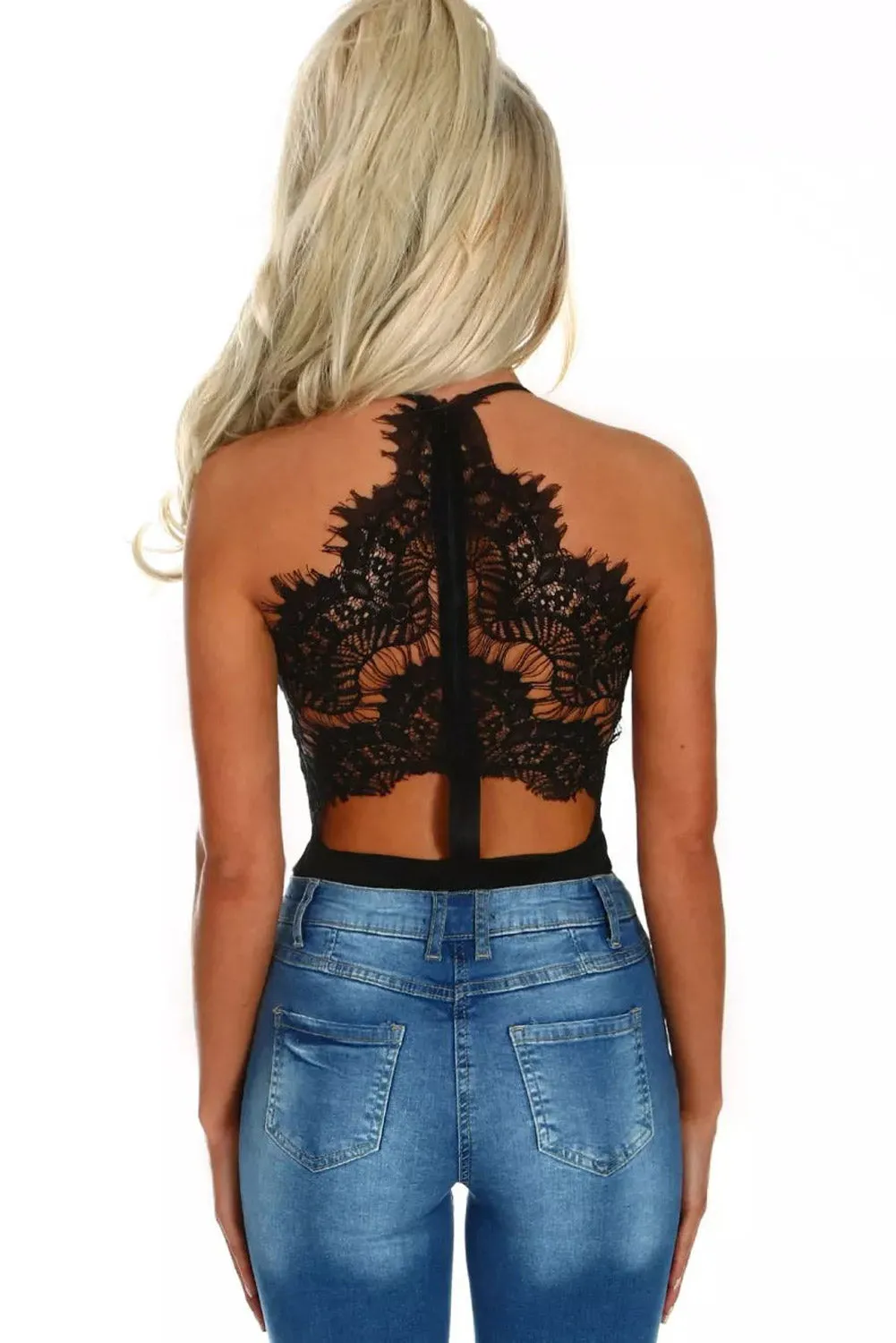 Black Eyelash High Waisted Bodysuit