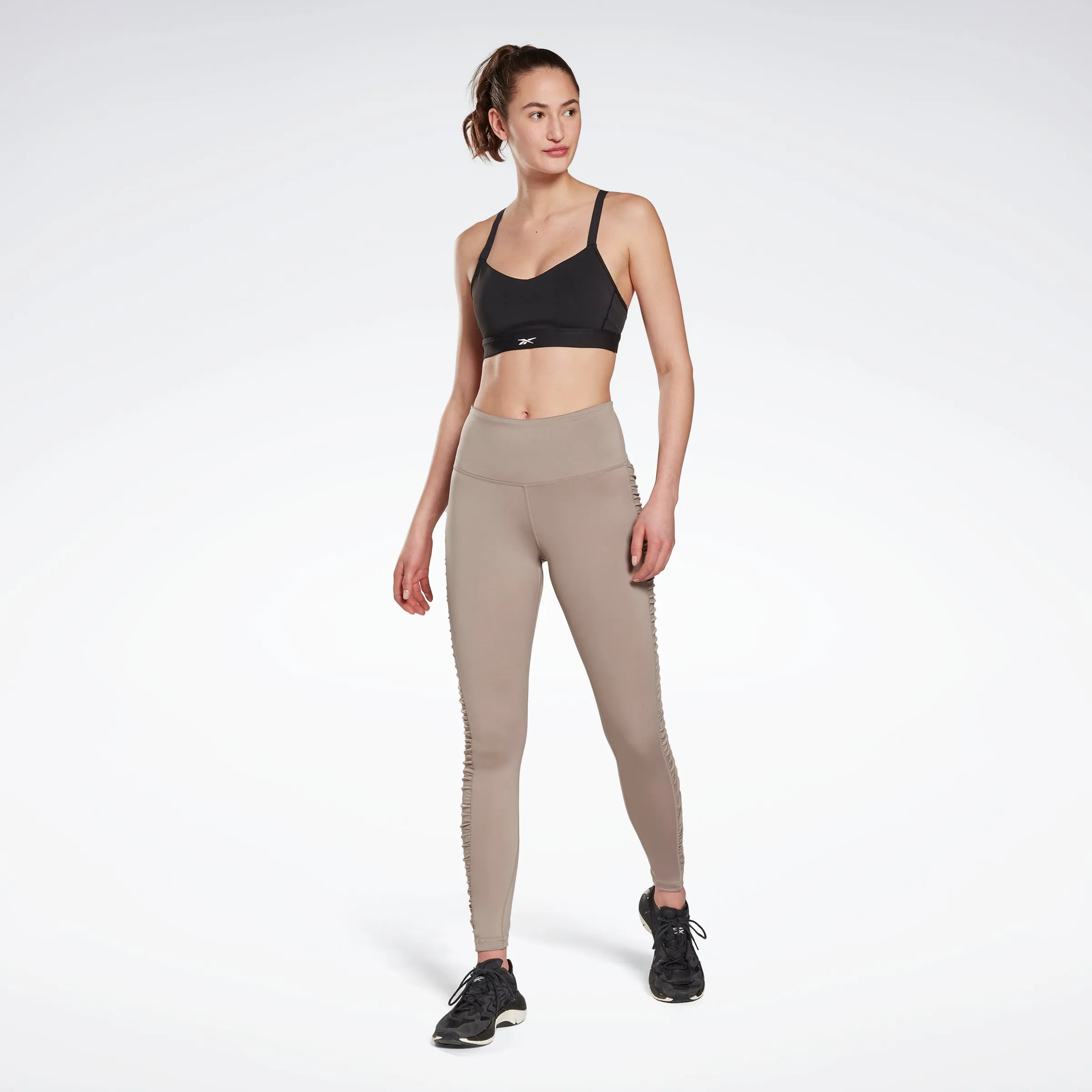 Bold High-Waisted Ruched Leggings Boulder Grey