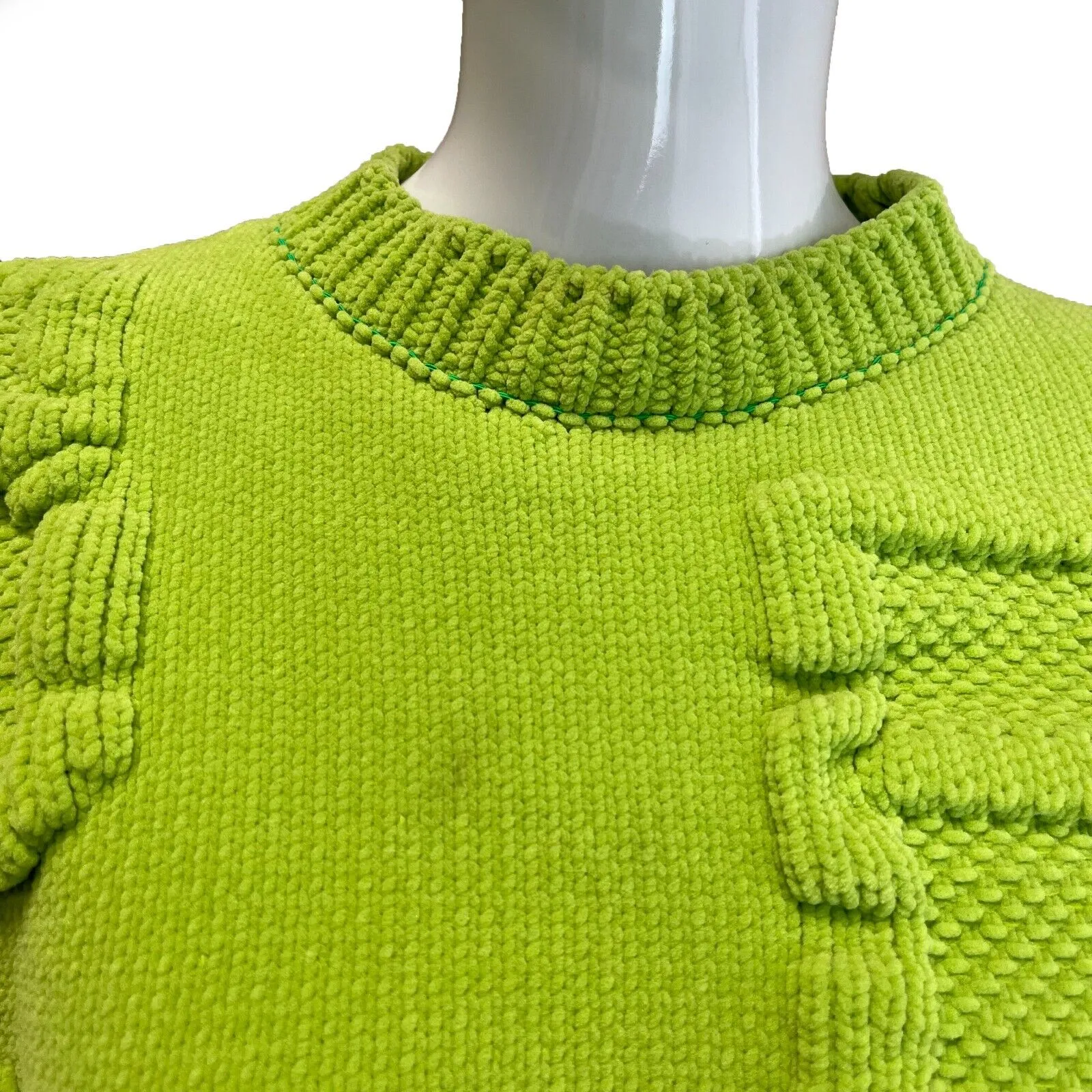 Bottega Veneta Excellent Chenille Knitted Alphabet Sweater Green XS US 0