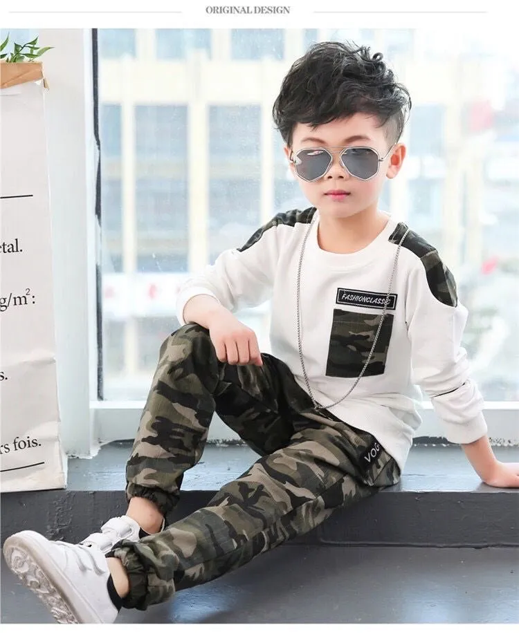 Boys Camouflage Trendy 2 Pcs Tracksuit Set