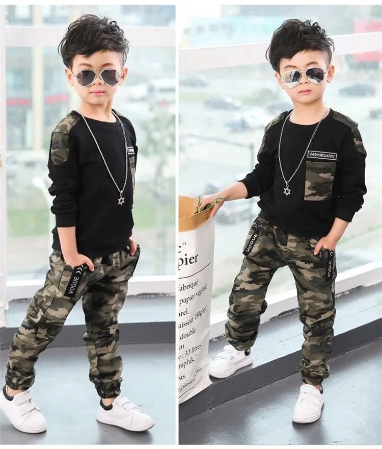 Boys Camouflage Trendy 2 Pcs Tracksuit Set