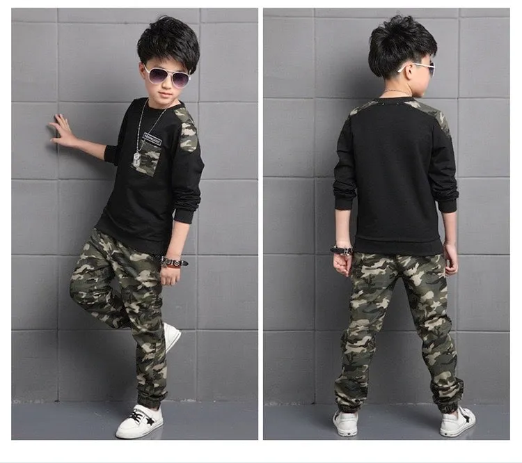 Boys Camouflage Trendy 2 Pcs Tracksuit Set