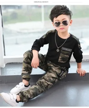 Boys Camouflage Trendy 2 Pcs Tracksuit Set