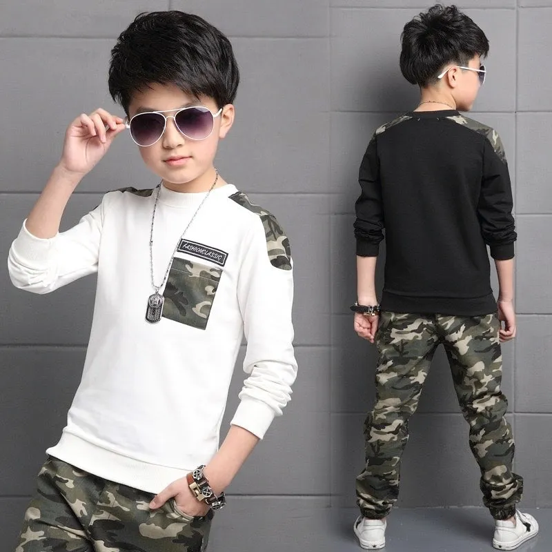 Boys Camouflage Trendy 2 Pcs Tracksuit Set