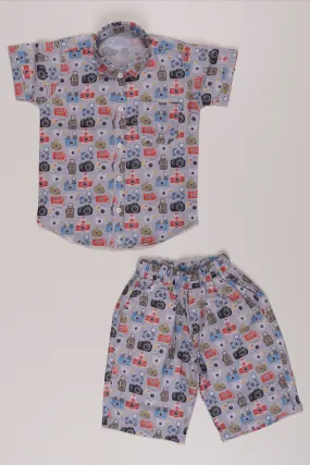 Boys Trendy Robots Print Co-ord Set: Casual and Fun Outfit for Everyday Wear