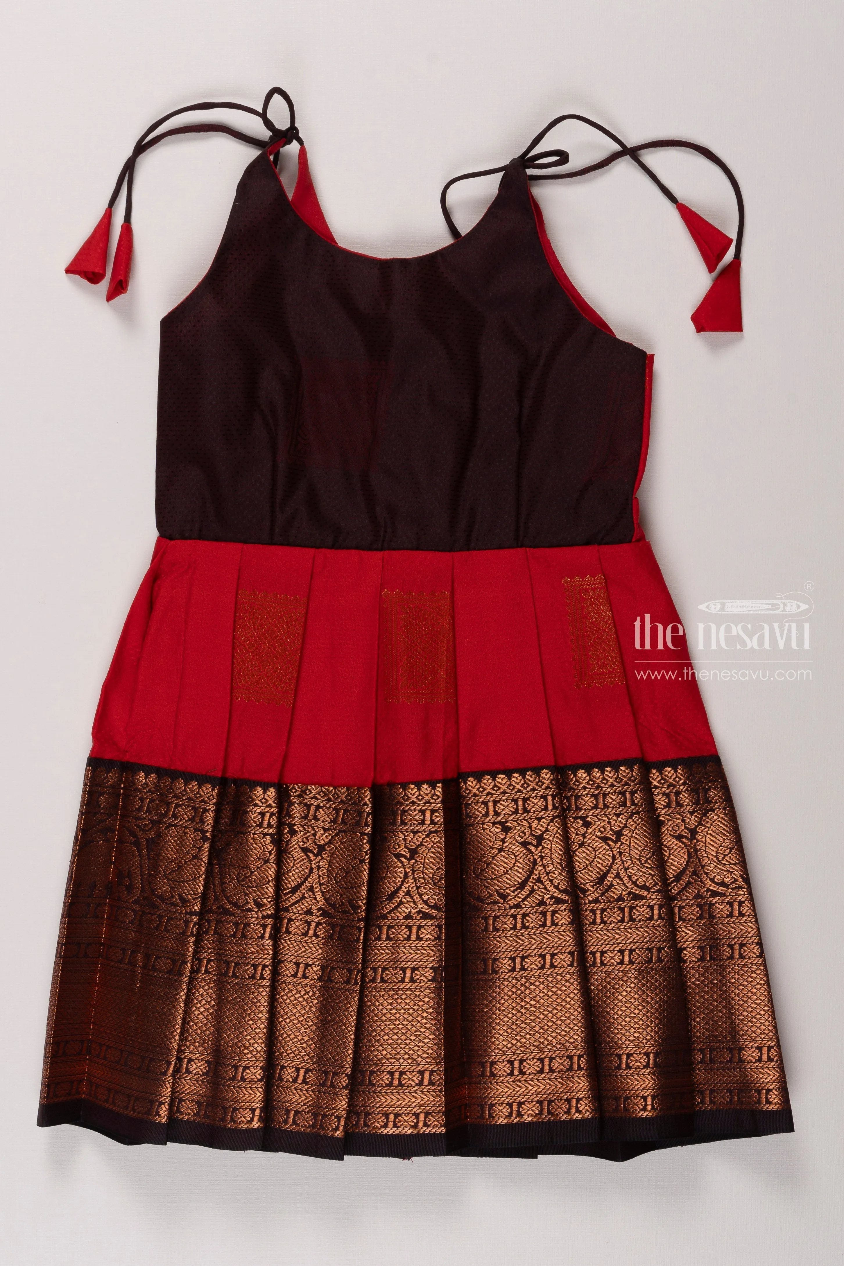 Charming Red Silk Tie-Up Frock for Trendy Occasions