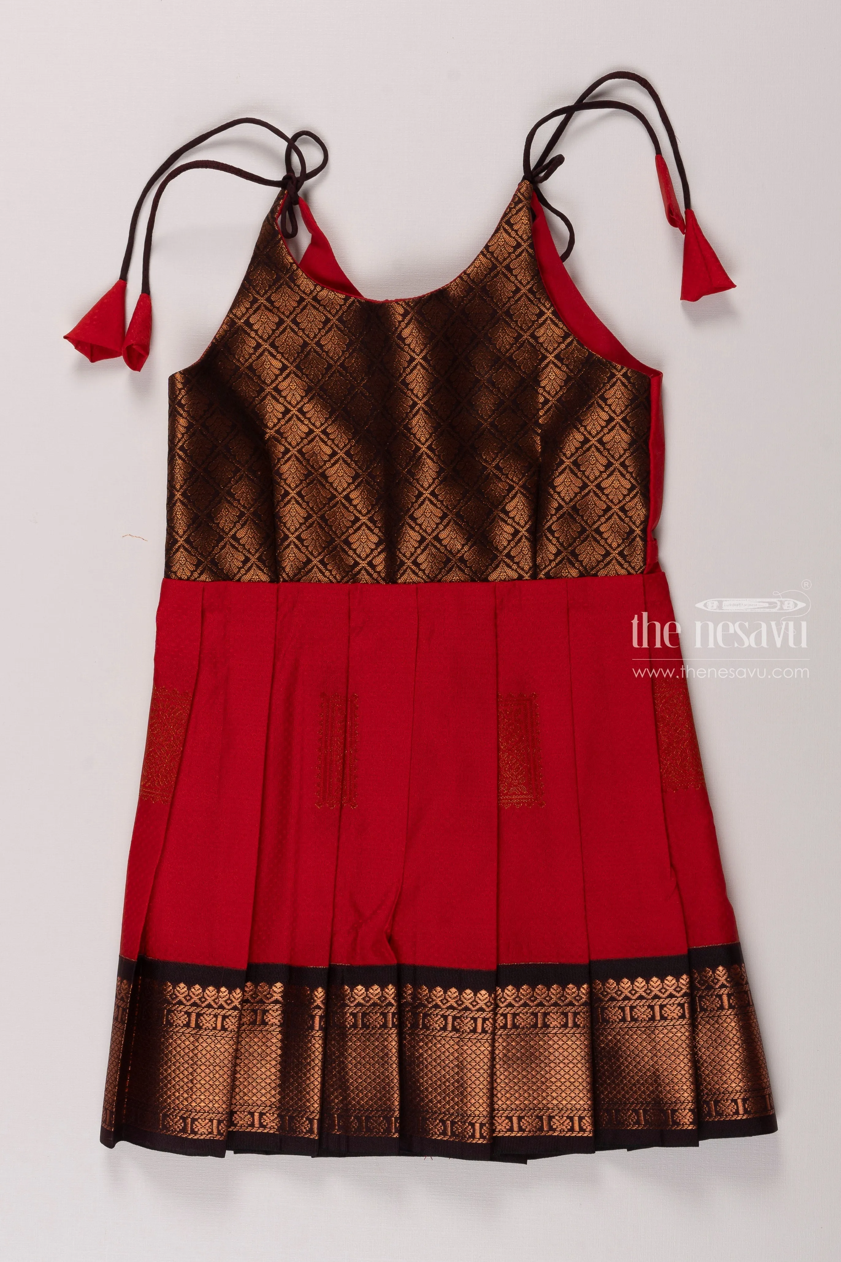 Charming Red Silk Tie-Up Frock for Trendy Occasions