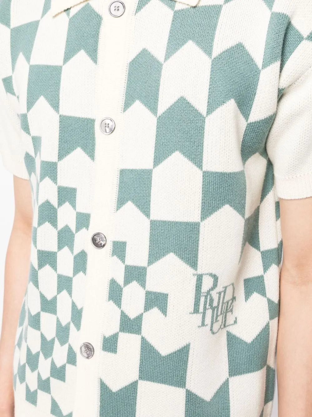 Check-Print Knitted Polo Shirt