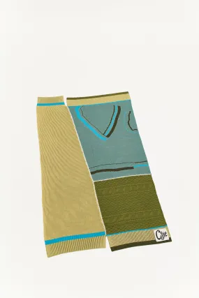 CILLIE - KNITTED PATCHWORK THROW - SEAWEED