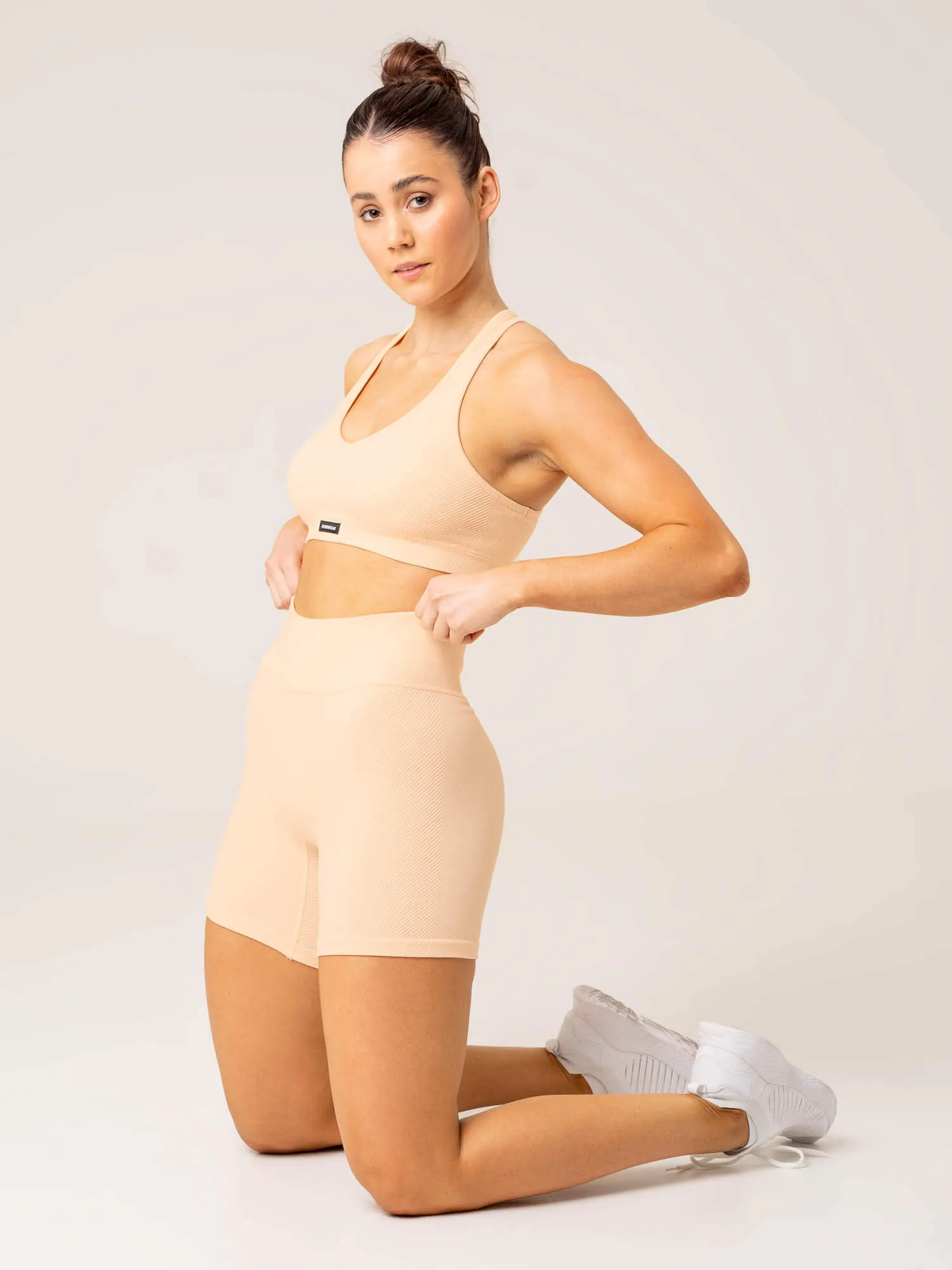 Circuit Rib Seamless High Waisted Shorts - Peach Sorbet