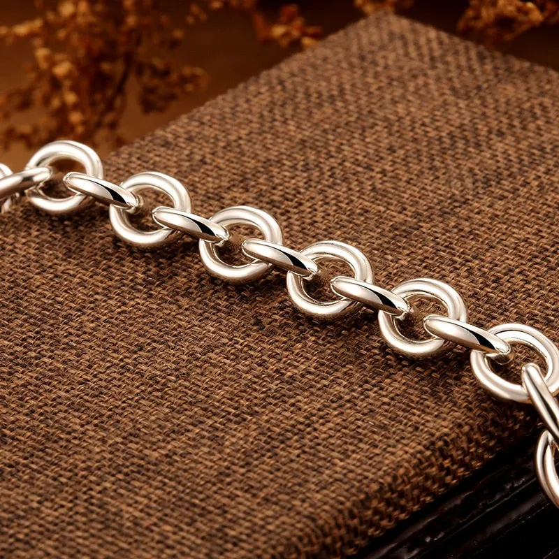 Circular Link Chain 925 Sterling Silver Trendy Bracelet