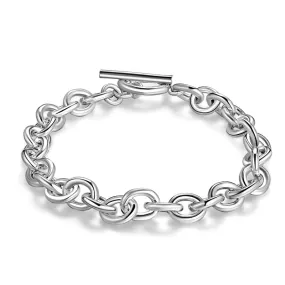 Circular Link Chain 925 Sterling Silver Trendy Bracelet