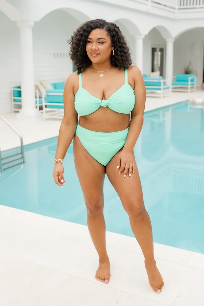 Coastal Kiss Mint High Waisted Bikini Bottoms