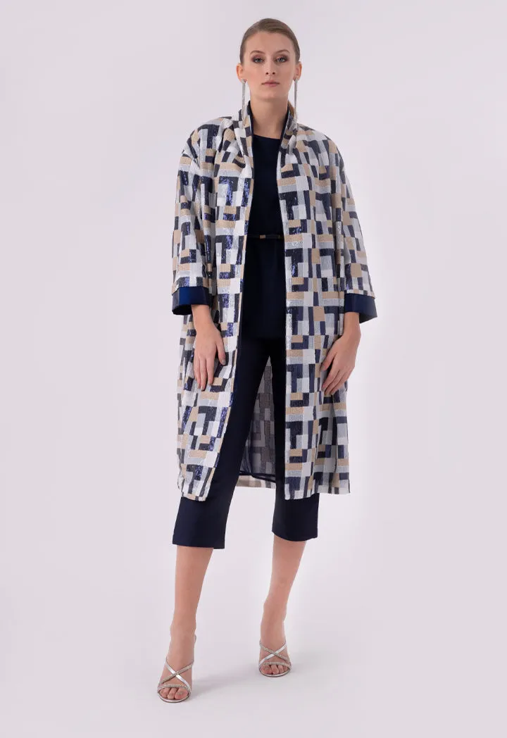 Color Block Geometric Sequined Outerwear