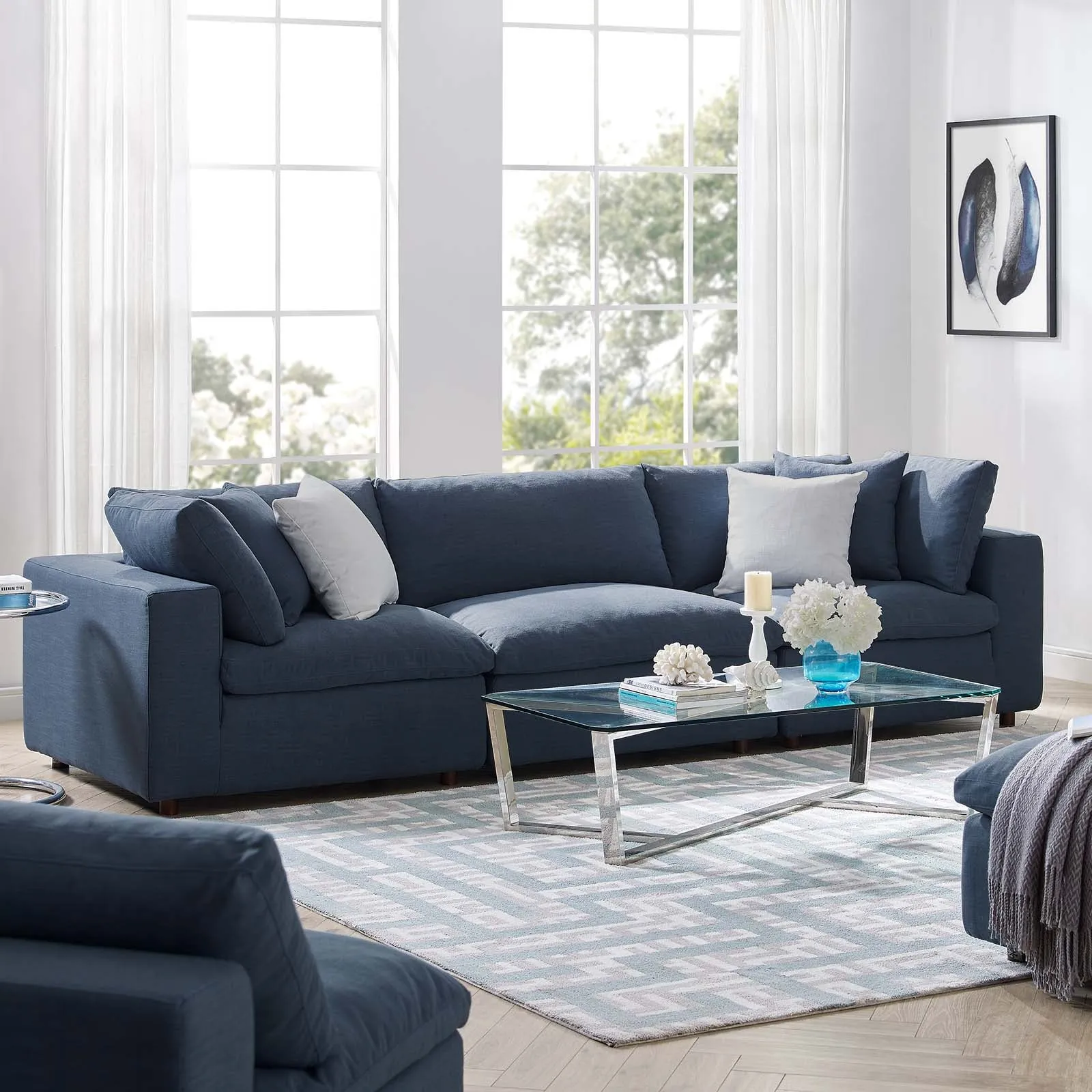 Commix Down Filled Overstuffed 3 Piece Sectional Sofa Set