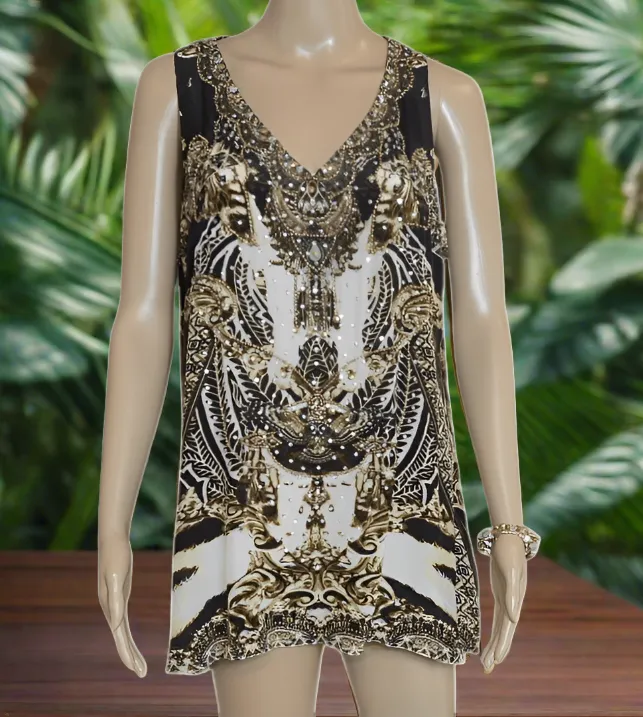 Cougar silk Embellished Tank Top by Fashion spectrum