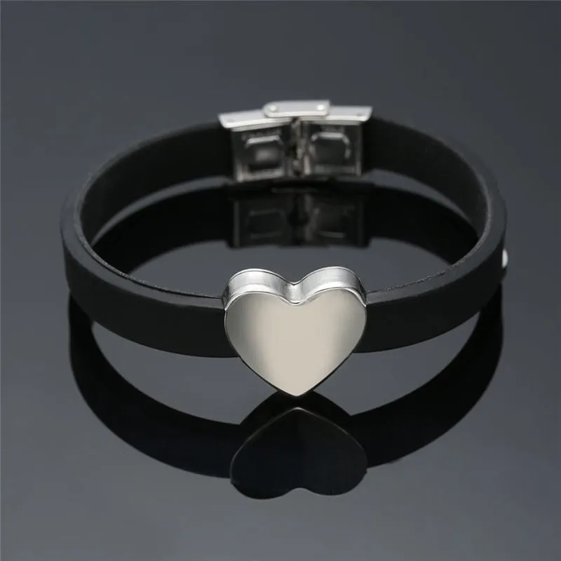 Custom Engrave Silicone and Stainless Steel Fashion Bracelet