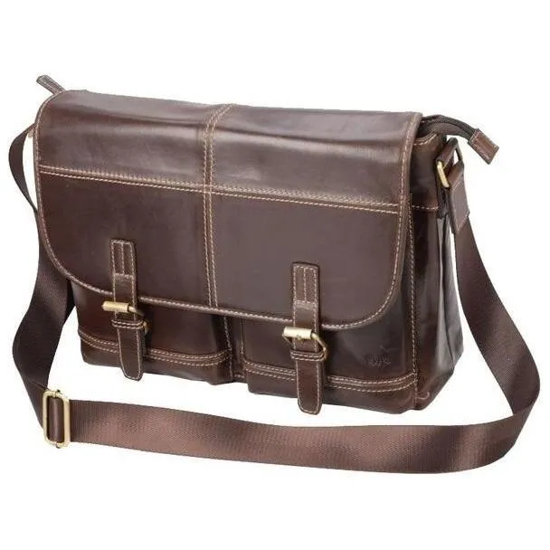 Dakota Leather Trendy Messenger Bag | Brown