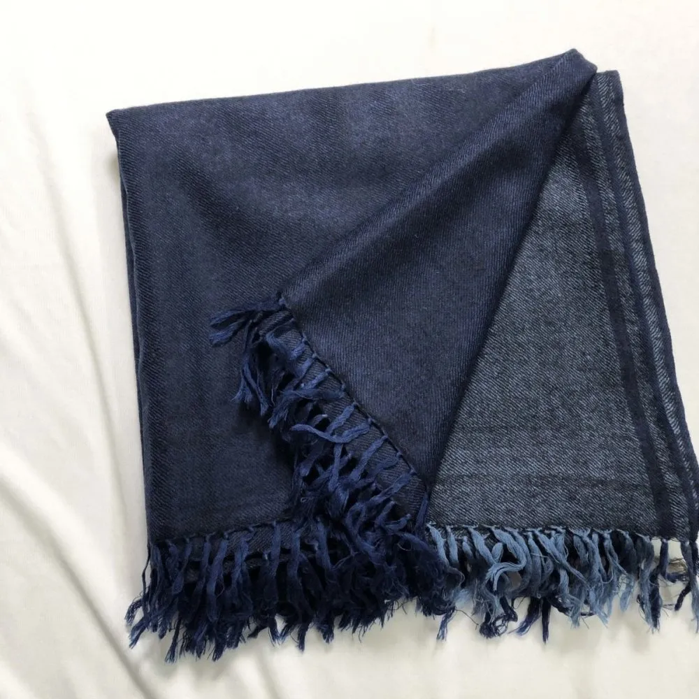 Dark Blue Merino Wool Shawl