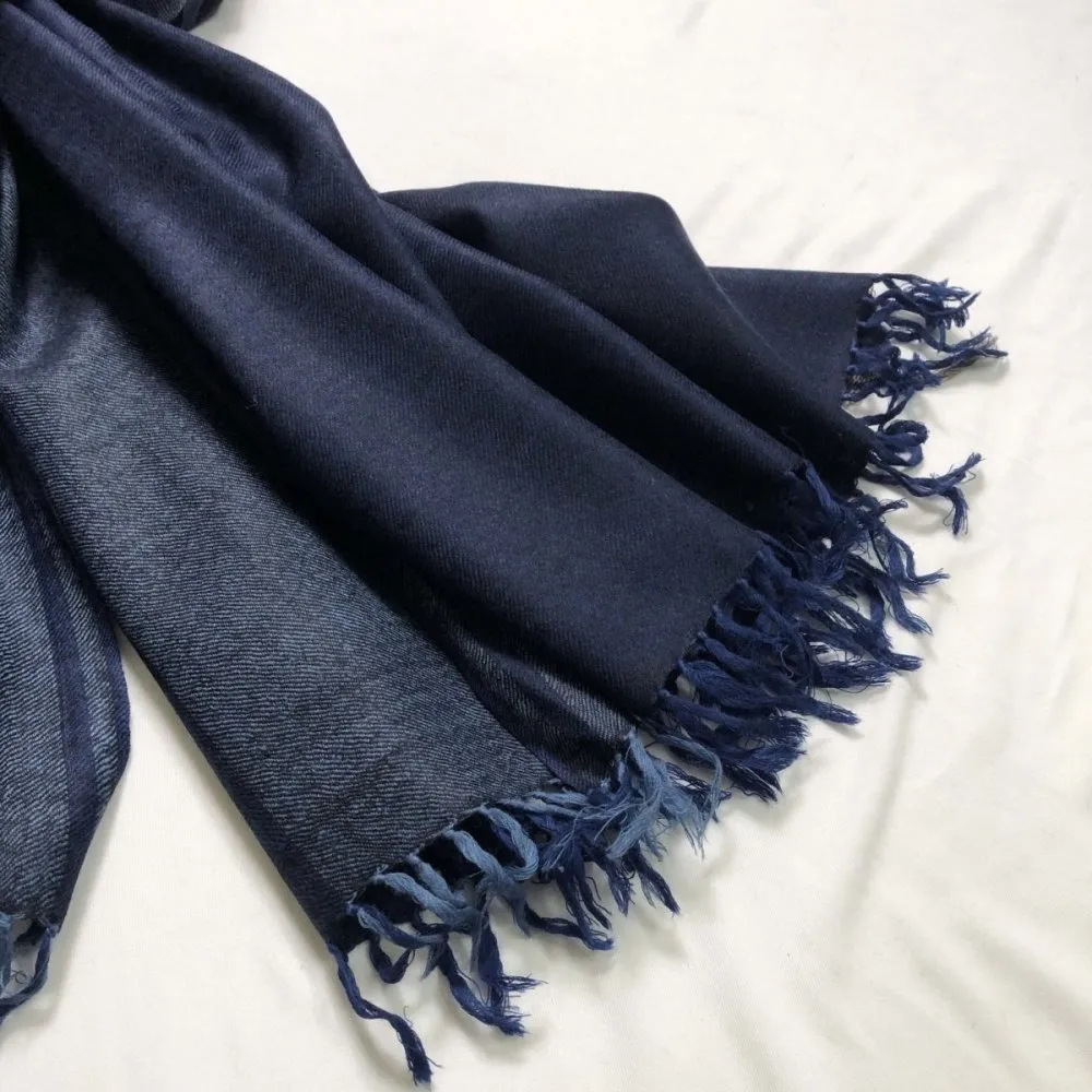 Dark Blue Merino Wool Shawl