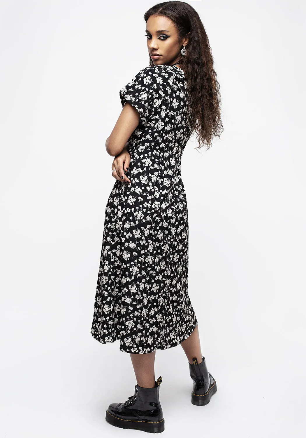 Demeter Print V-Neck Button Down Midi Dress