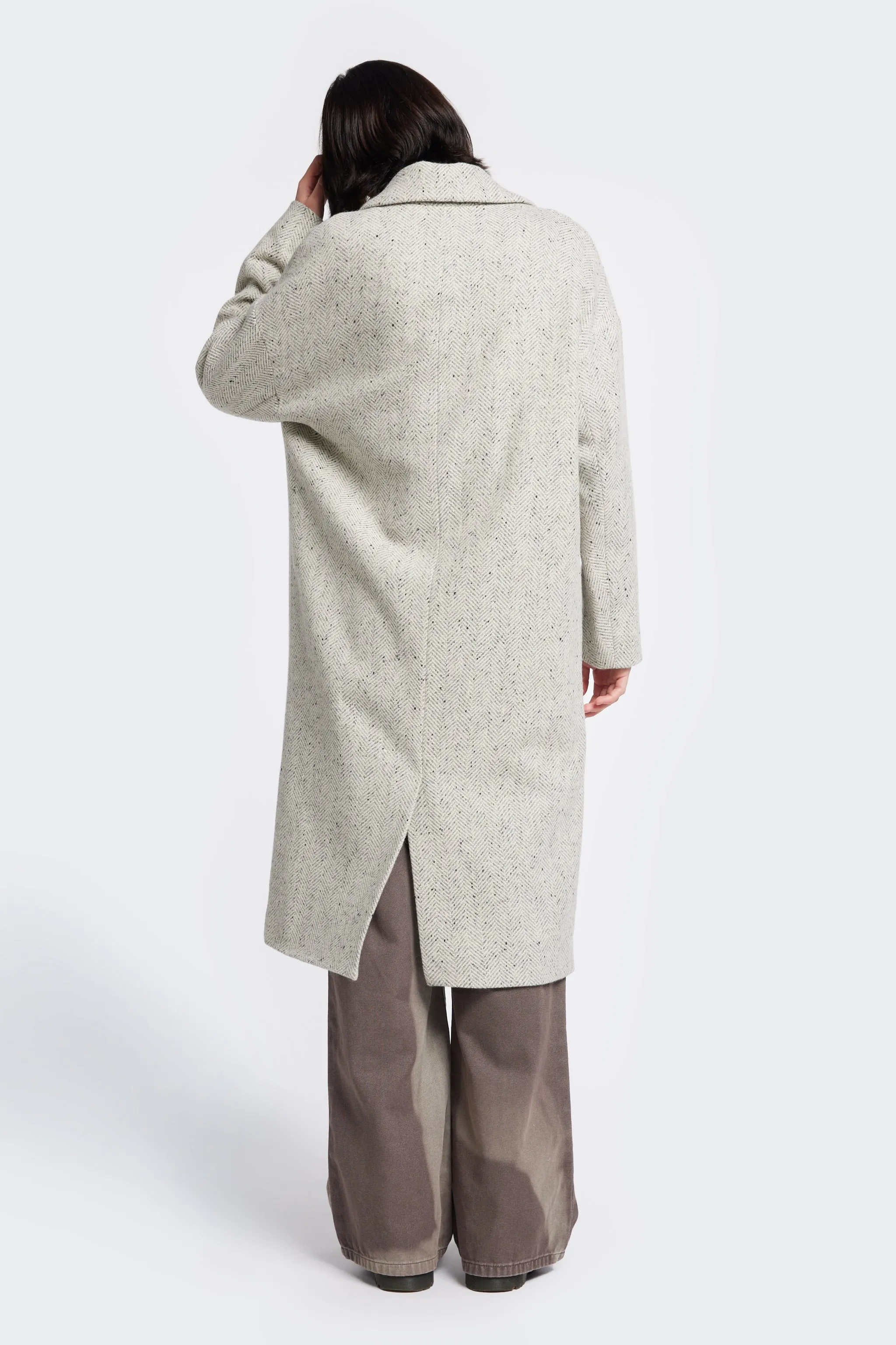 Distortion Coat Light Grey Herringbone