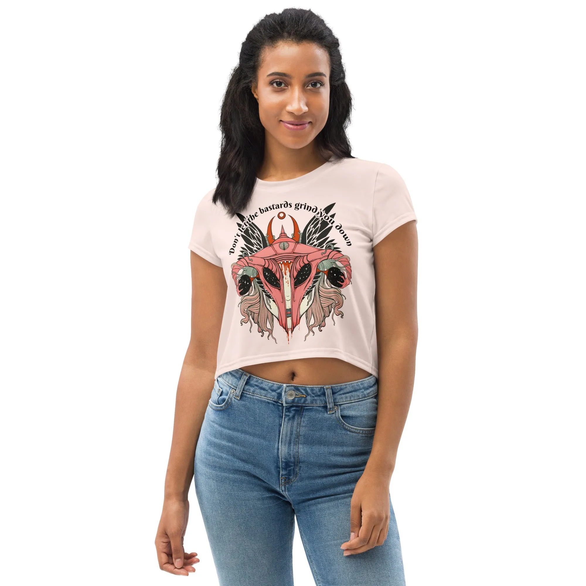 Don't Let Them Grind You Down, Sublimation Crop Top