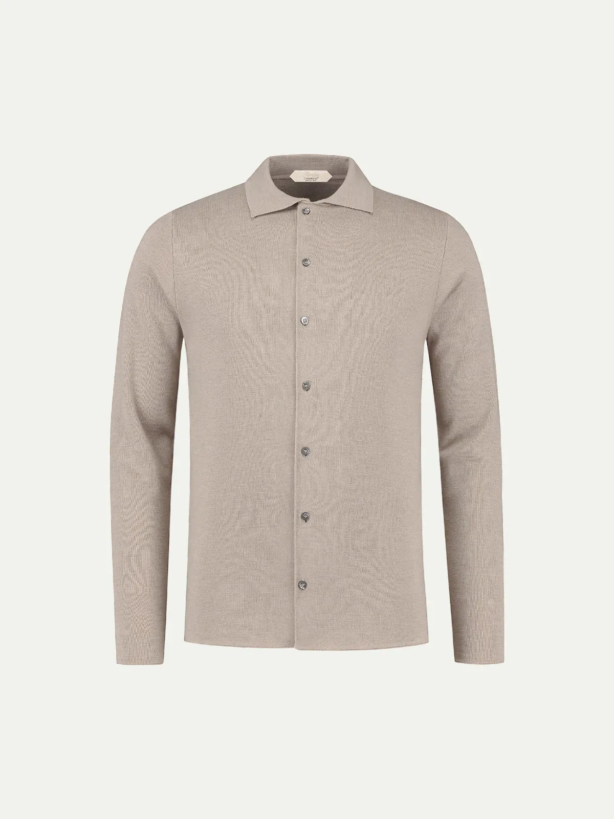 Extrafine Merino Knitted Shirt Greige