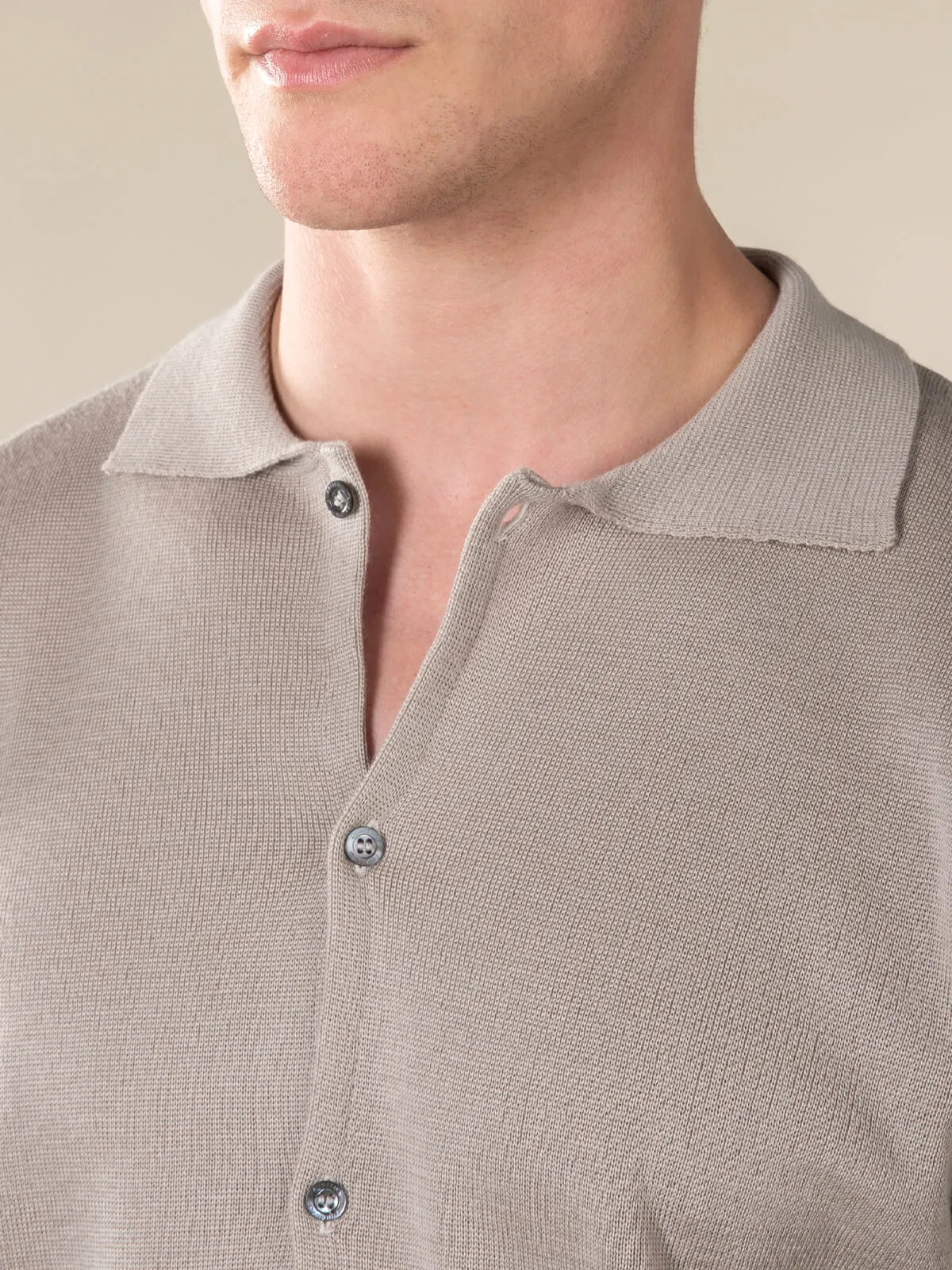 Extrafine Merino Knitted Shirt Greige