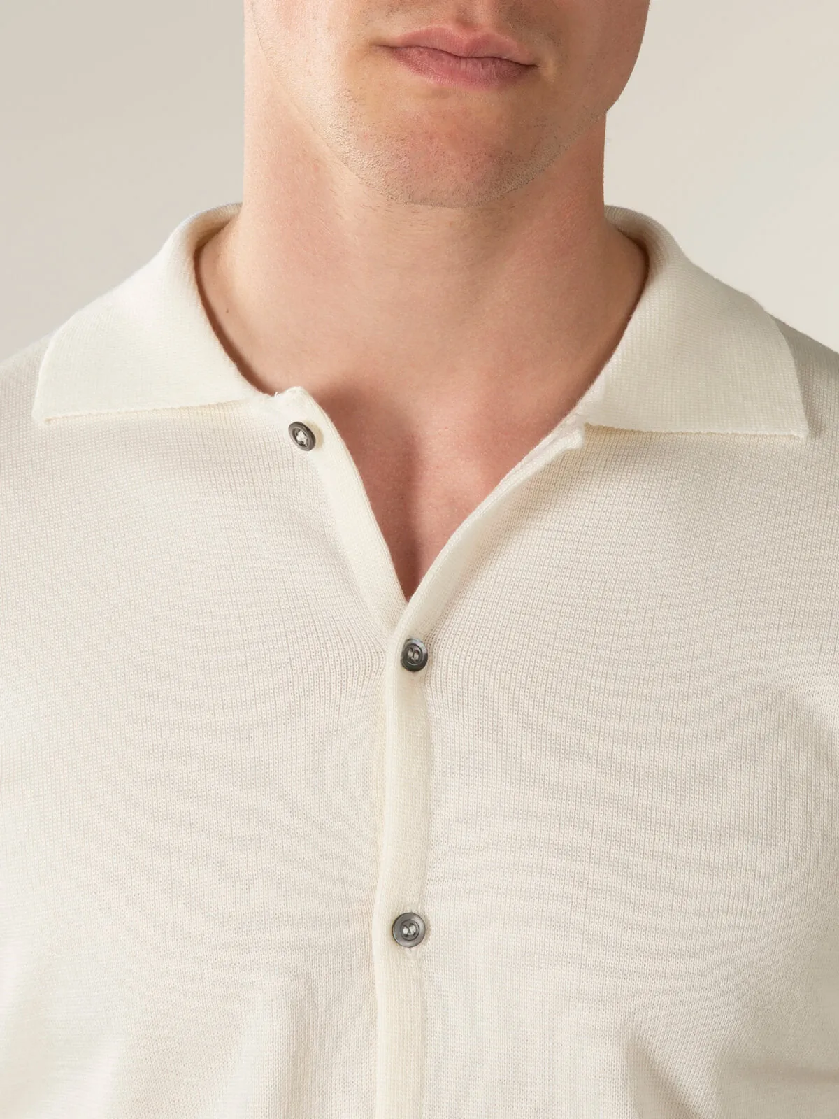 Extrafine Merino Knitted Shirt Ivory