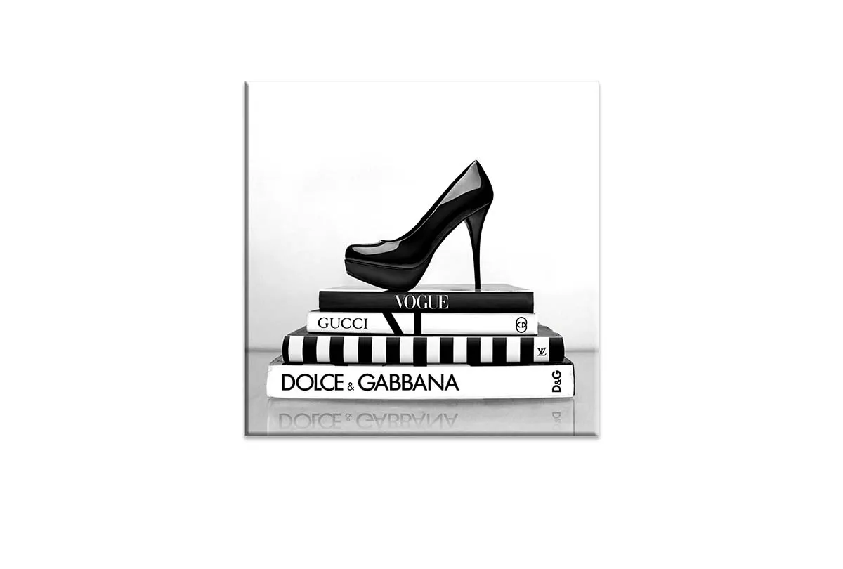 Fashion Books with Stiletto 2 | Fashion Canvas Wall Art Print