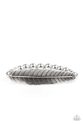 Featherlight Fashion Silver Feather Bracelet - Paparazzi Accessories